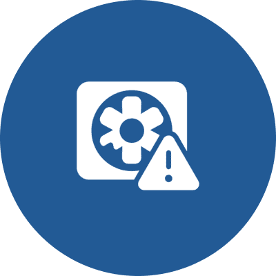 Fan with alert triangle