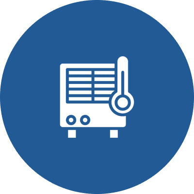 Temperature control symbol in circle