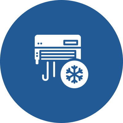 Cooling system symbol on blue background